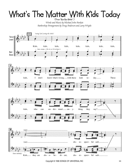 What's The Matter With Kids Today? (arr. Larry Wright)