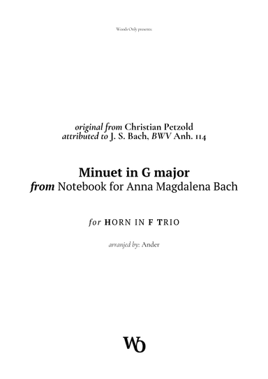 Minuet in G major by Bach for French Horn Trio (arr. Ander)