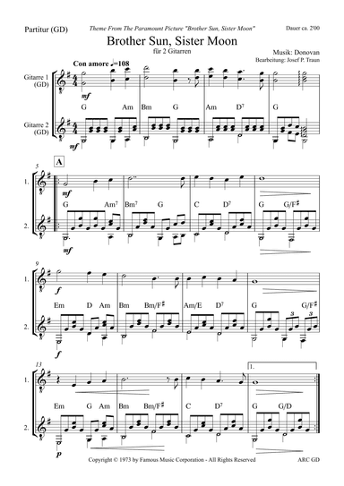 Brother Sun, Sister Moon (arr. Josef Peter Traun)