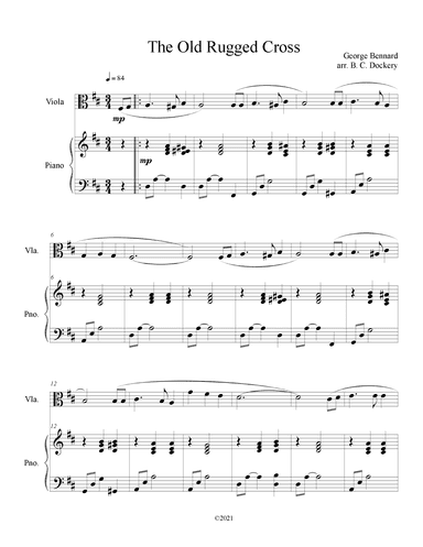 The Old Rugged Cross (Viola Solo with Piano Accompaniment) (arr. B. C. Dockery)