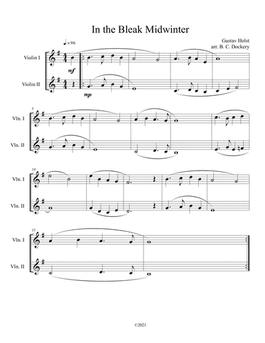 In the Bleak Midwinter (Violin Duet) (arr. B. C. Dockery)