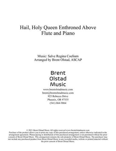 Hail, Holy Queen Enthroned Above (arr. Brent Olstad, ASCAP)