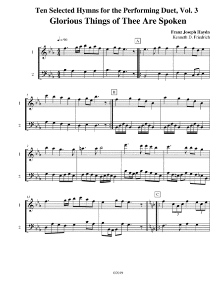 Ten Selected Hymns for the Performing Duet, Vol. 3 - violin and cello (arr. Kenneth D. Friedrich)