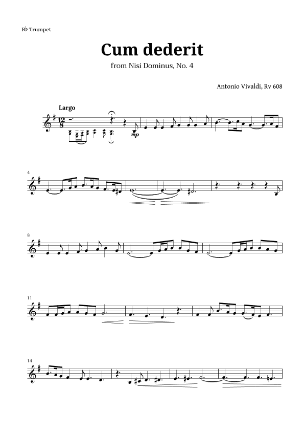 Cum dederit of Vivaldi for Trumpet (arr. Langanho)