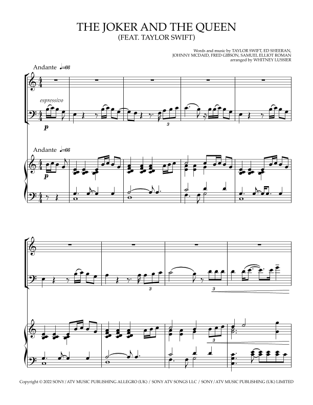 The Joker And The Queen (feat. Taylor Swift) (arr. Whitney Lussier)