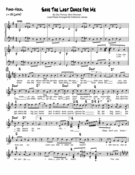 Save The Last Dance For Me (arr. Katherine James)