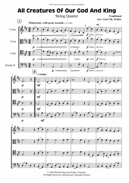All Creatures Of Our God And King (arr. Gert Th. Walter)