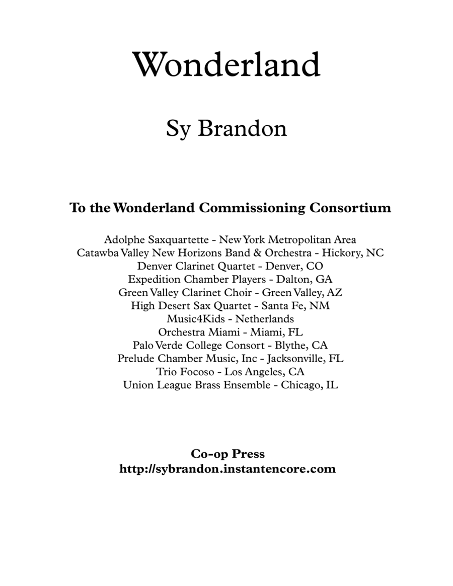 Wonderland for Flute, Alto  Saxophone, and Piano