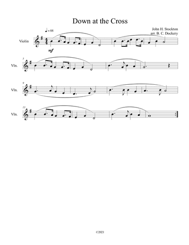 Down at the Cross (violin solo) (arr. B. C. Dockery)