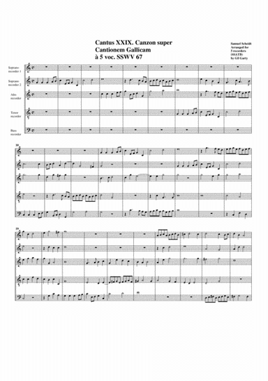 Canzon super Cantionem gallicam SSWV 67 (Est-ce Mars?) (arrangement for 5 recorders) (arr. Gil Garty)