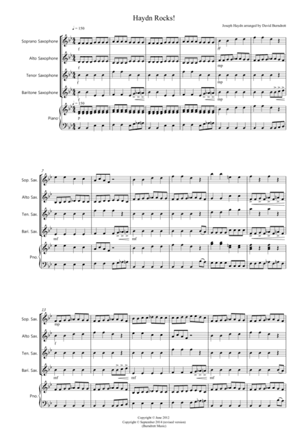 Haydn Rocks! for Saxophone Quartet (arr. David Burndrett)
