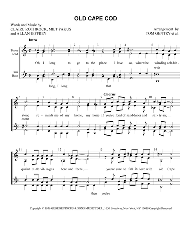 Old Cape Cod (arr. Tom Gentry)