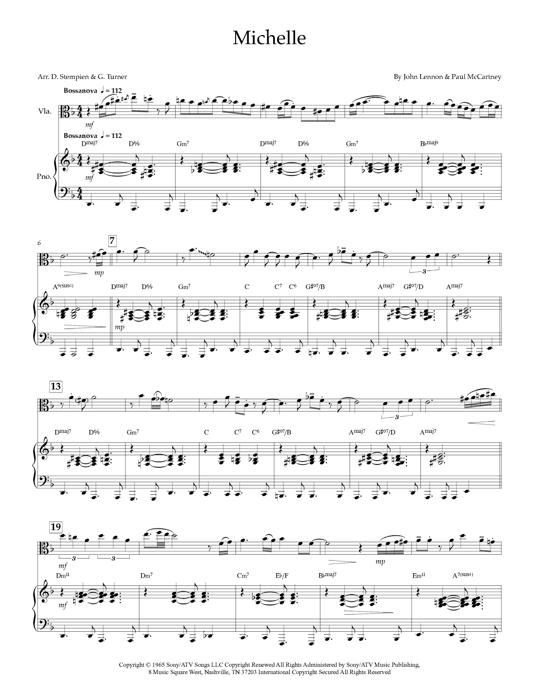 Michelle (arr. Debra E. Stempien, Gregory H. Turner)