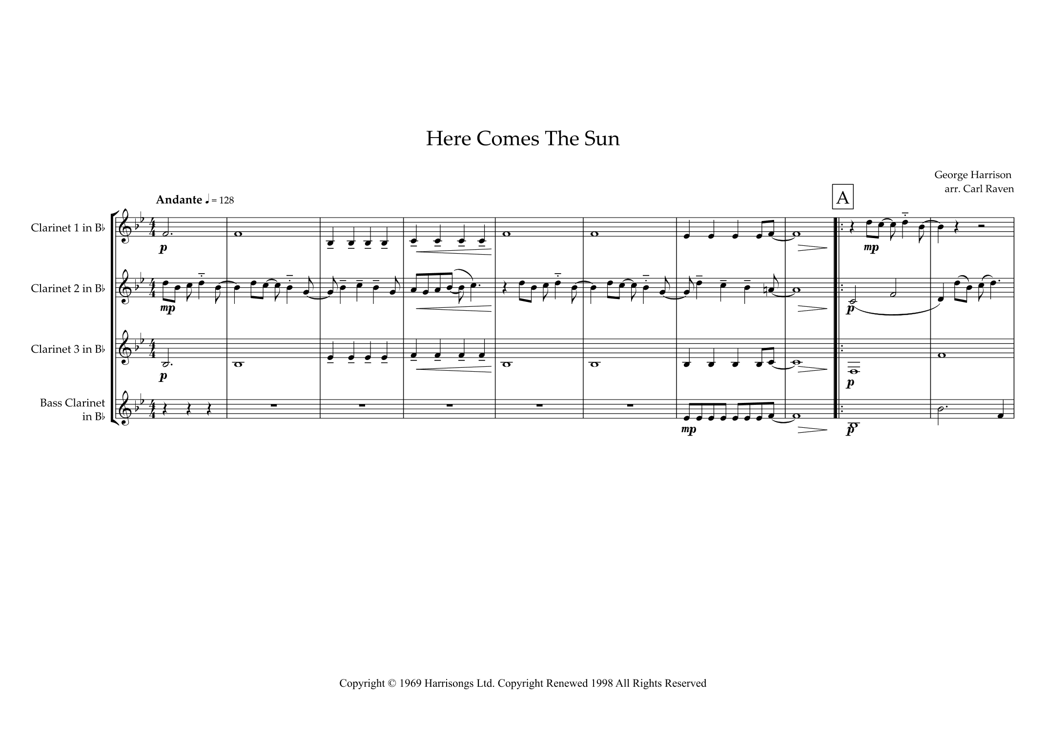 Here Comes The Sun (arr. Carl Raven)