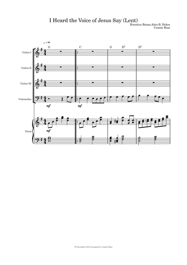 I Heard the Voice of Jesus Say Strings quartet and piano (arr. Connie Boss)