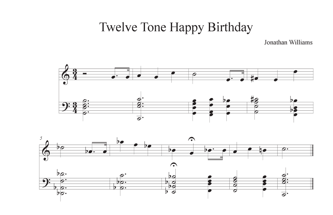 Twelve Tone Happy Birthday (arr. Jonathan Williams)