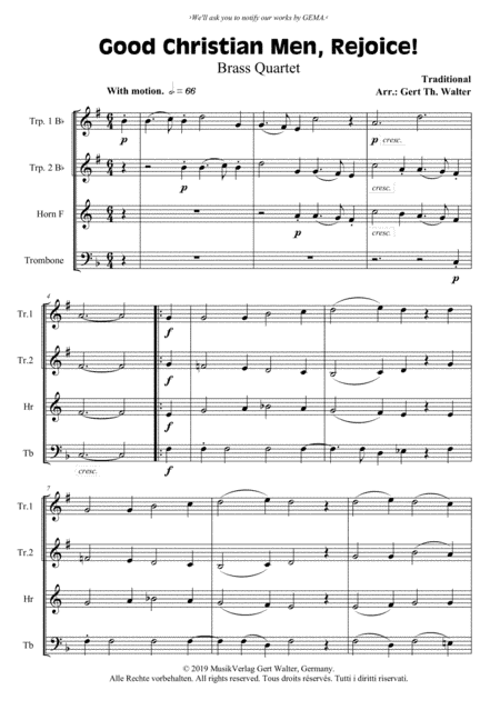 Good Christian Men, Rejoice! (arr. Gert Th. Walter)