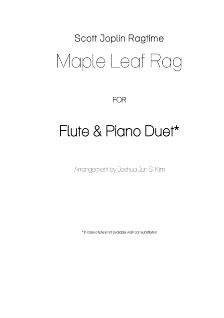 Maple Leaf Rag for flute & piano duet (arr. Joshua Jun S. Kim)