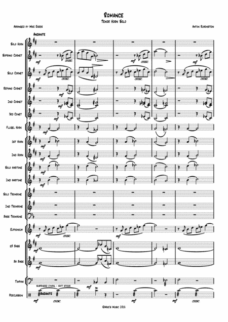 Rubenstein's Romance. Tenor Horn Solo with brass band (arr. Mike Eades)
