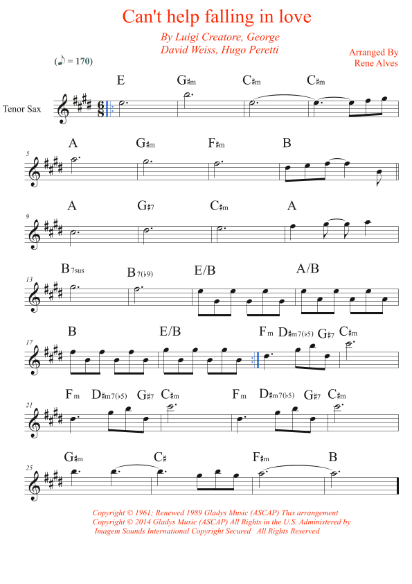 Can't Help Falling In Love (arr. Rene Alves)