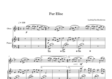 Fur Elise - Ludwig Van Beethoven (Oboe + Piano) (arr. Digital Book Music)