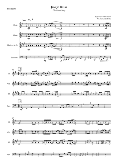 Jingle Bells - Jazz Version (Christmas Song) for Woodwind Quartet (arr. Fernando Britto)