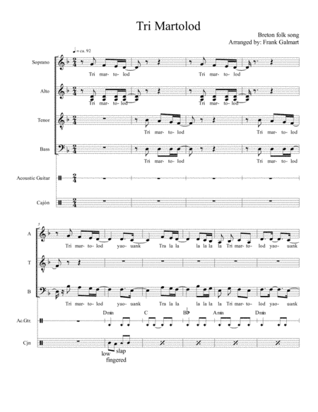 Tri Martolod (arr. Frank Galmart)