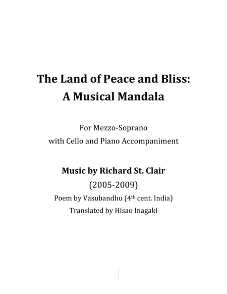 The Land of Peace and Bliss: A Musical Mandala for Soprano, Cello and Piano (Score and Part)