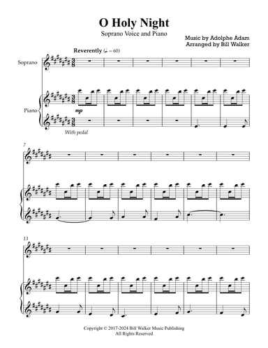 O Holy Night: Piano & Soprano (arr. Bill Walker)