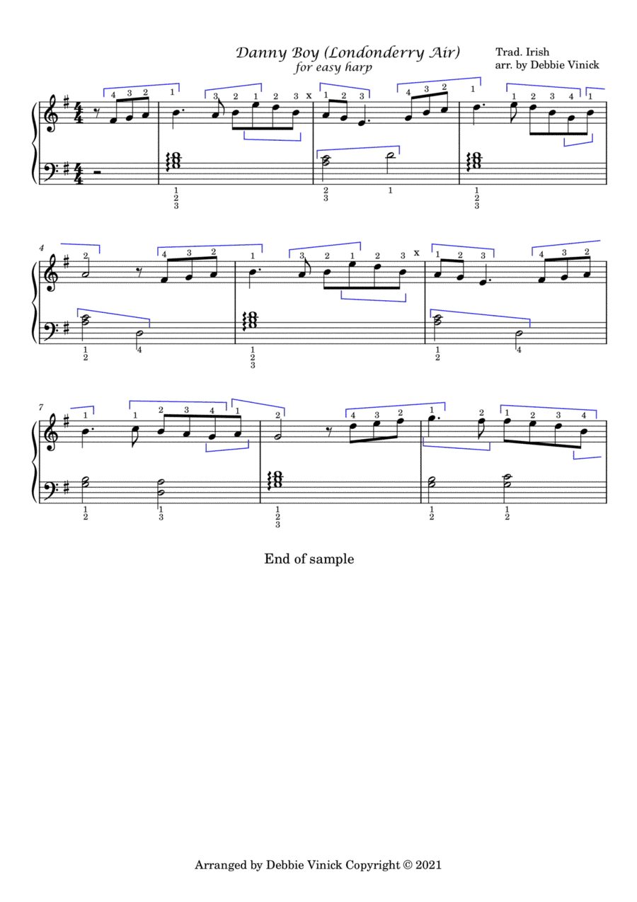 Danny Boy (Londonderry Air)- easy harp (arr. Debbie Vinick)