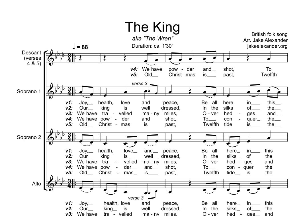 The King - SSA a cappella (arr. Jake Alexander)