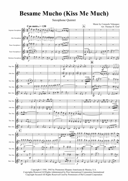 Besame Mucho (Kiss Me Much) (arr. Thomas H. Graf)