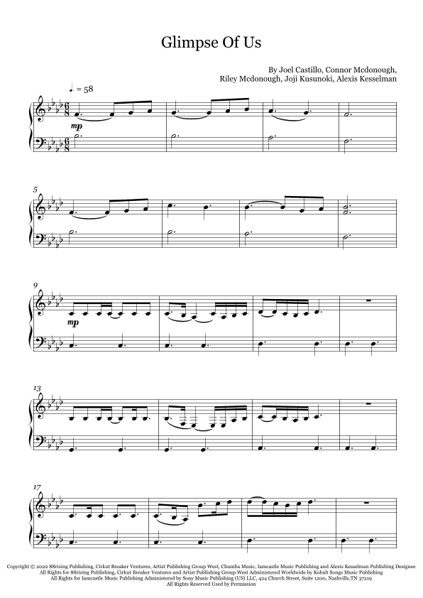 Glimpse Of Us (arr. Fernanda Moura)