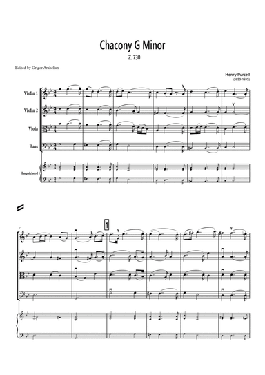 Henry Purcell. Chacony  G-minor. Z.730 (arr. Grigor Arakelian)