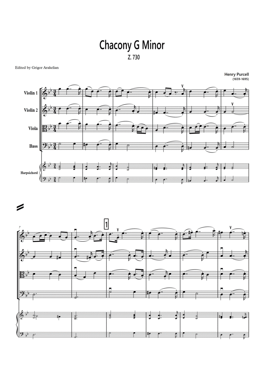 Henry Purcell. Chacony  G-minor. Z.730 (arr. Grigor Arakelian)