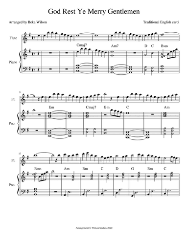 God Rest Ye Merry Gentlemen--flute solo (arr. Beka Wilson)