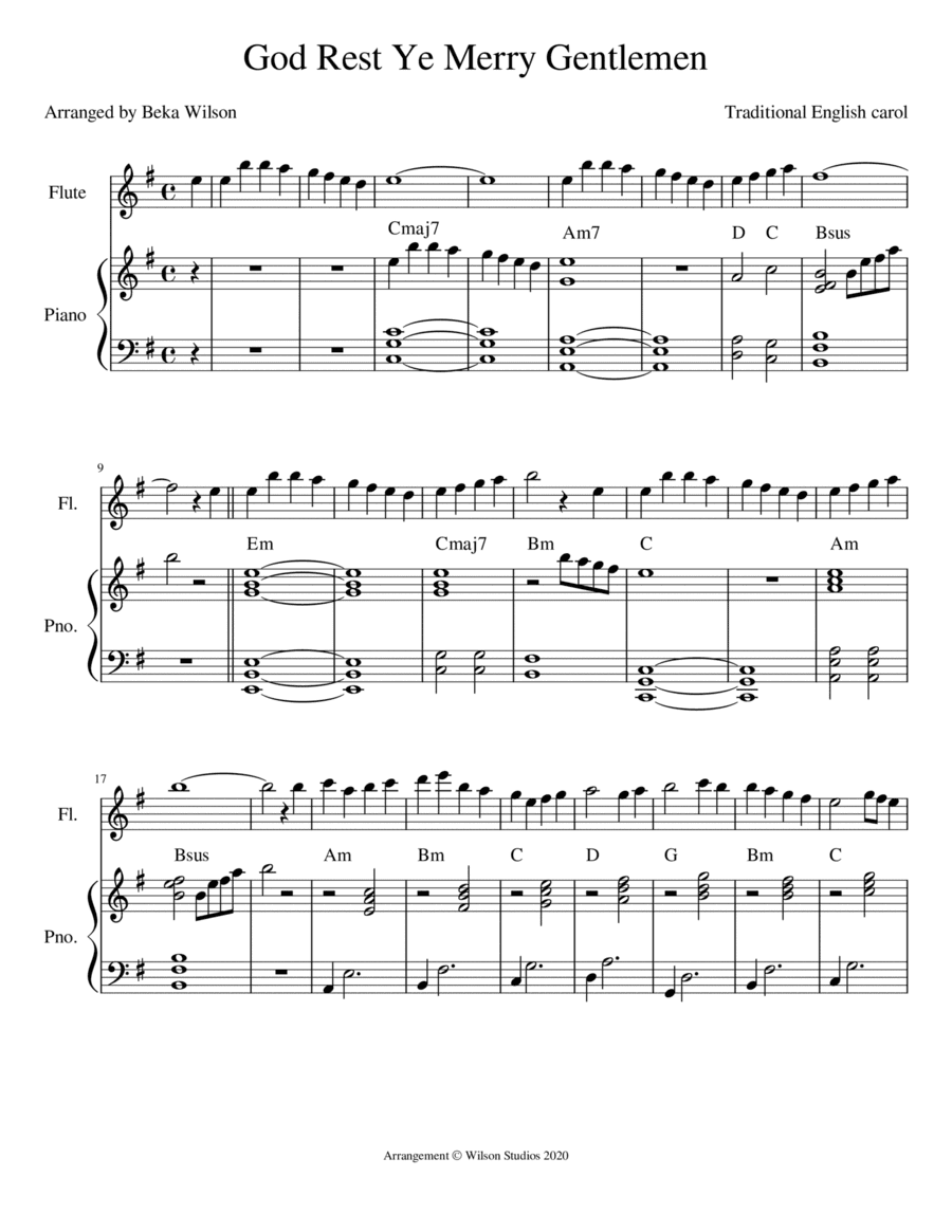 God Rest Ye Merry Gentlemen--flute solo (arr. Beka Wilson)