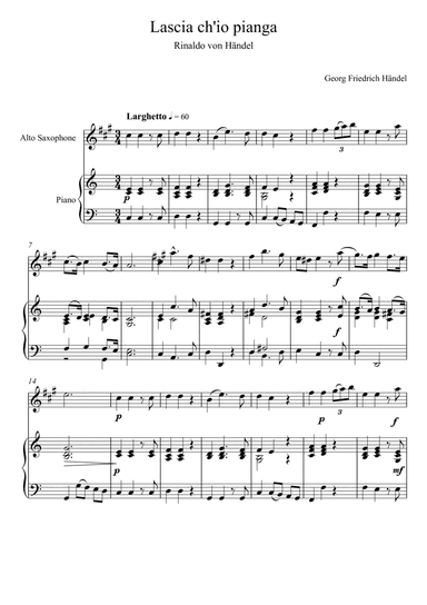 Georg Friedrich Handel - Lascia ch'io pianga (Alto Saxophone Solo) (arr. André Laitano)