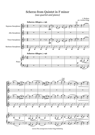 Scherzo from Quintet in F minor (sax quartet and piano) (arr. Jordan Grigg)
