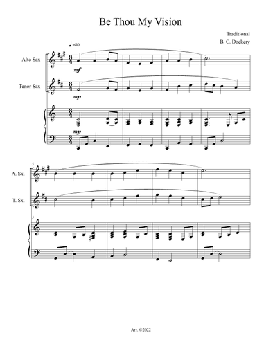 Be Thou My Vision (Alto and Tenor Sax Duet with Piano Accompaniment) (arr. B. C. Dockery)