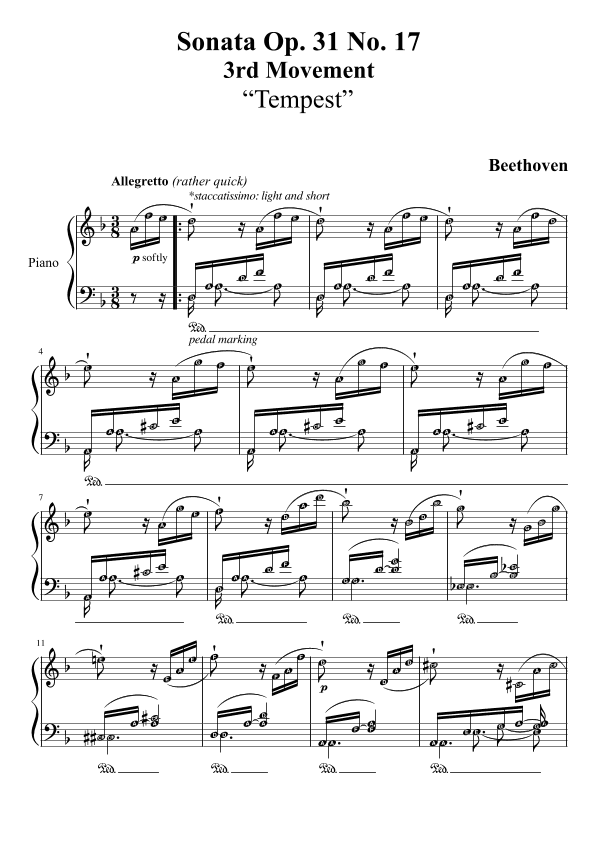 Tempest Sonata Op. 31 No. 17 3rd Movement (arr. Published Harmony)