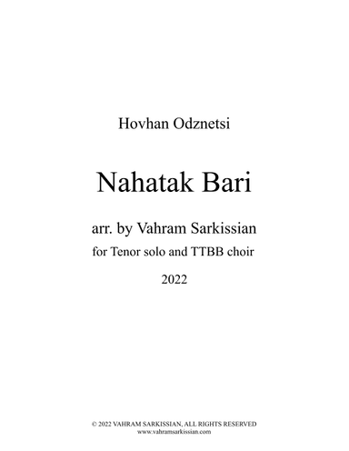 Nahatak Bari (arr. Vahram Sarkissian)