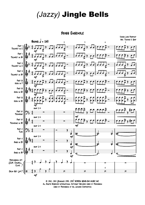 Jazzy Jingle Bells - Christmas Swing - Brass Ensemble (arr. Thomas Graf)