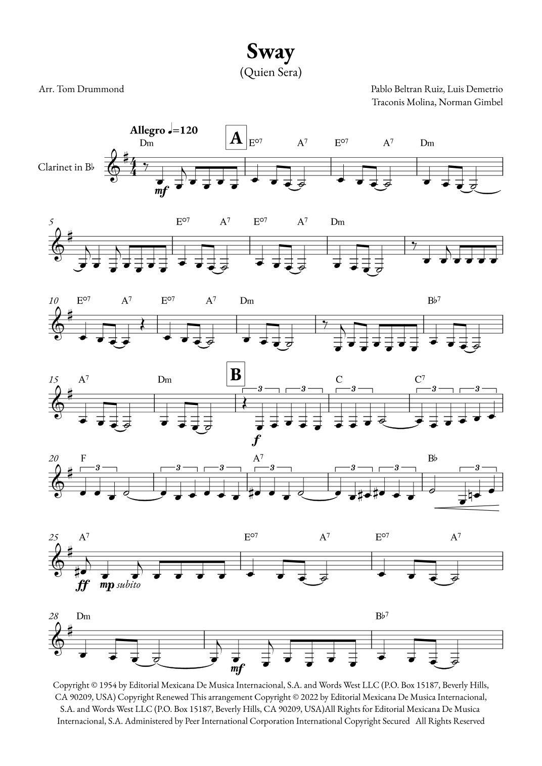 Sway (quien Sera) (arr. Tom Drummond)