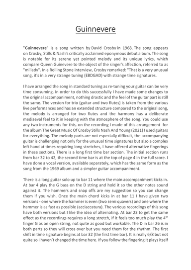 Guinnevere (arr. Simon James)