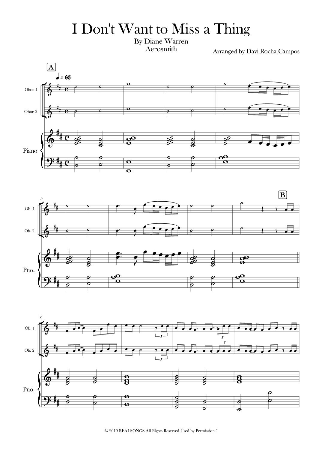 I Don't Want To Miss A Thing (arr. Davi Rocha Campos)