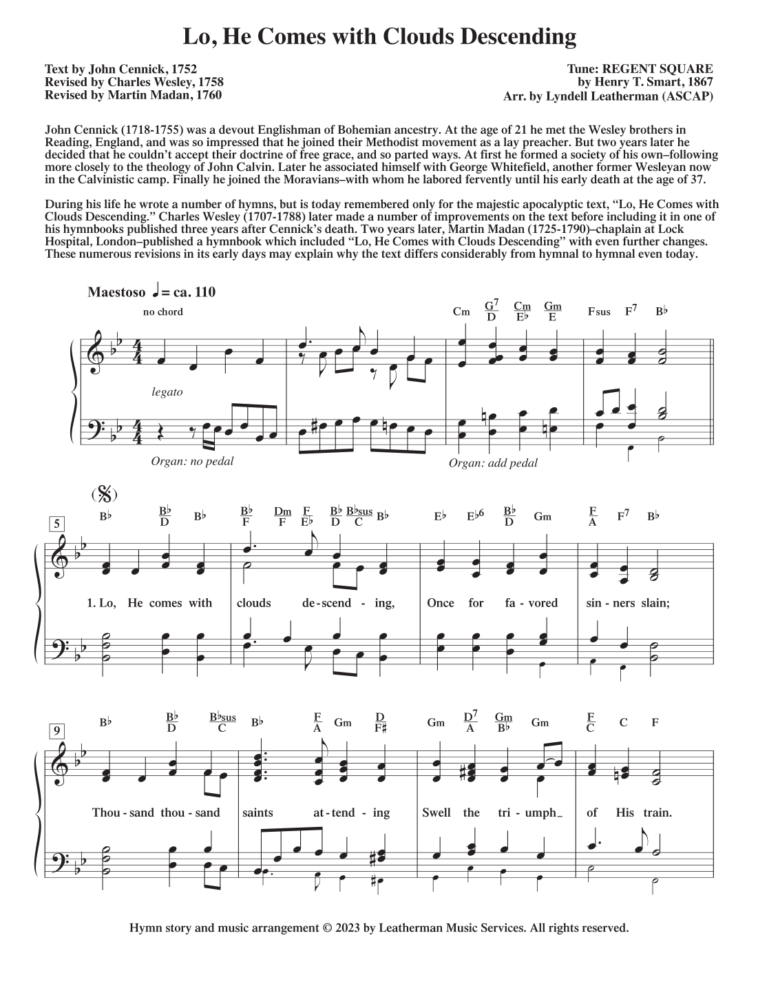 Lo, He Comes with Clouds Descending (arr. Lyndell Leatherman)