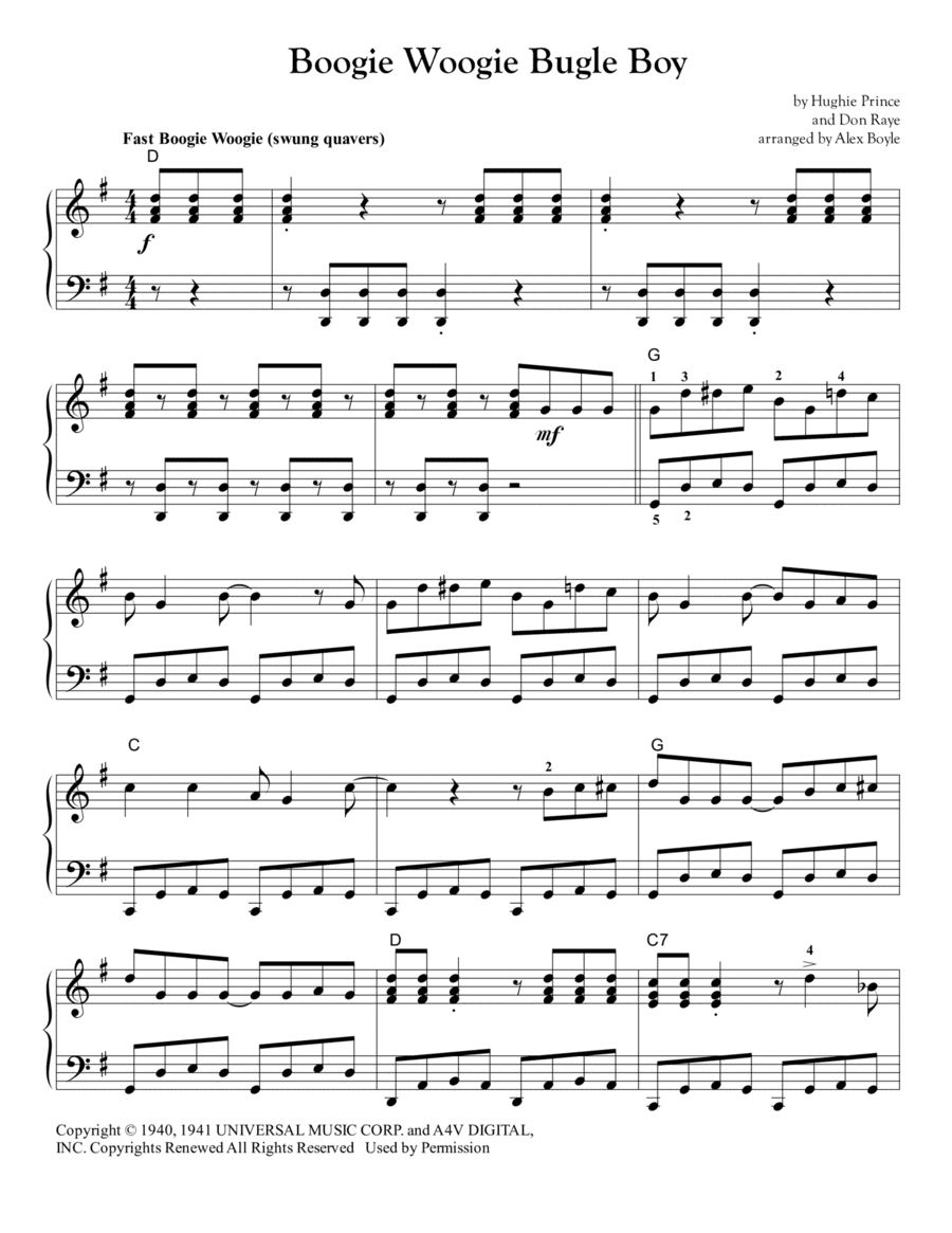 Boogie Woogie Bugle Boy (arr. Alex Boyle)