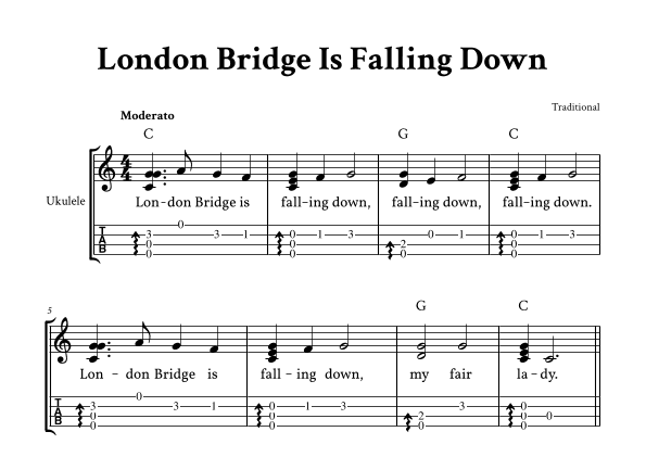 London Bridge Is Falling Down - Fingerstyle Ukulele (with TAB and Lyrics) (arr. Yuri Noronha)