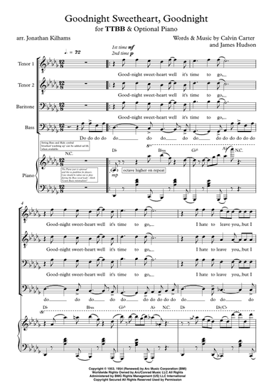 Goodnight, Sweetheart, Goodnight (goodnight, It's Time To Go) (arr. Jonathan Kilhams)